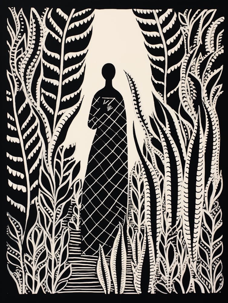 B&W Plant Illustration Snake Plant 3