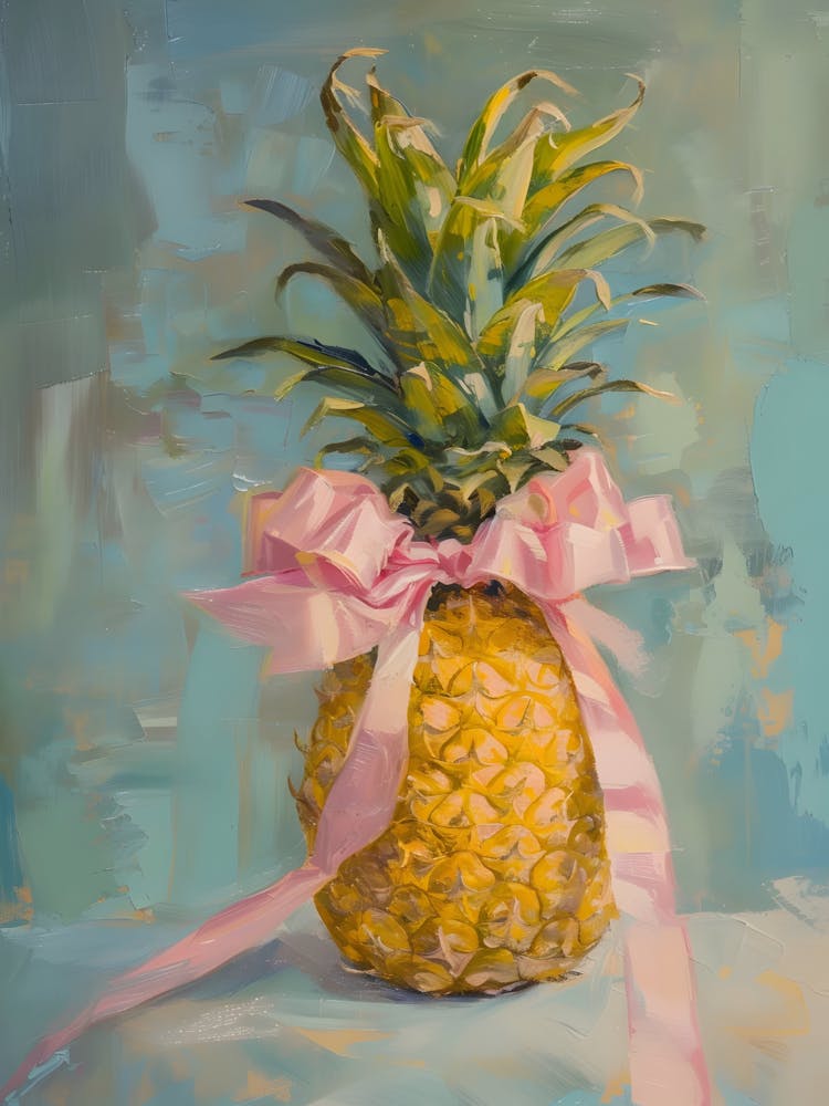 Ananas mit rosa Schleife