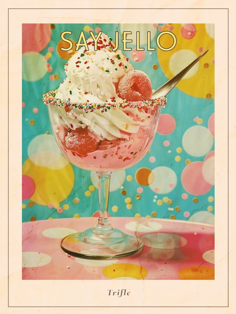 Kitsch Trifle Jelly Retro Collage 3 Poster