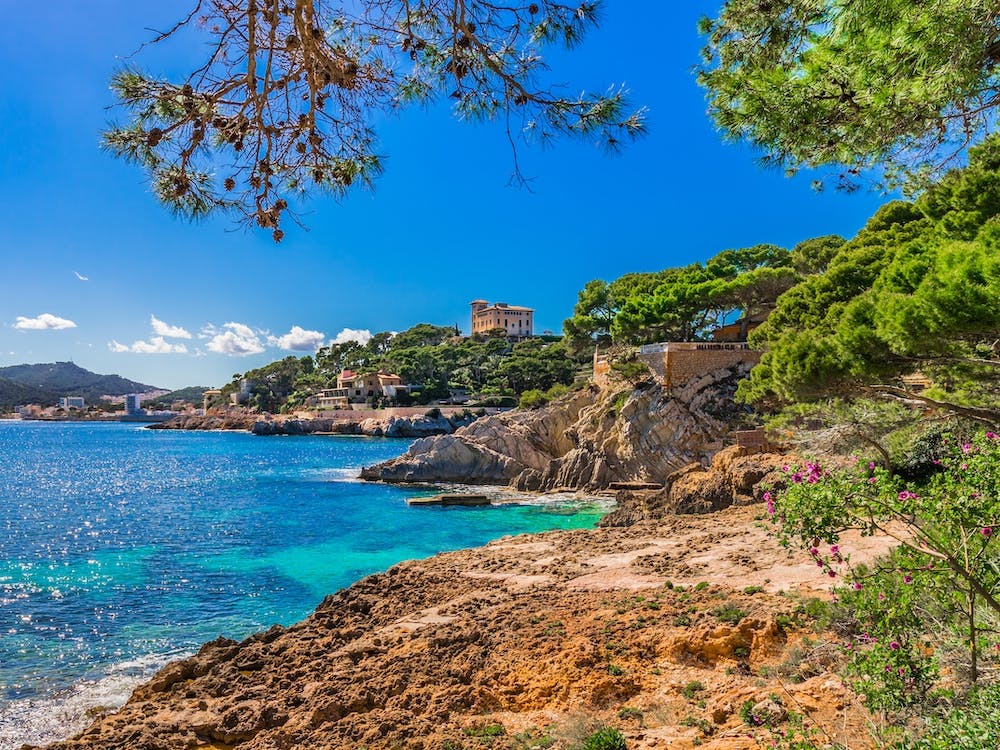 Beautiful coast view of Cala Ratjada on Mallorca island, Spain, Cala Gat, Mediterranean Sea