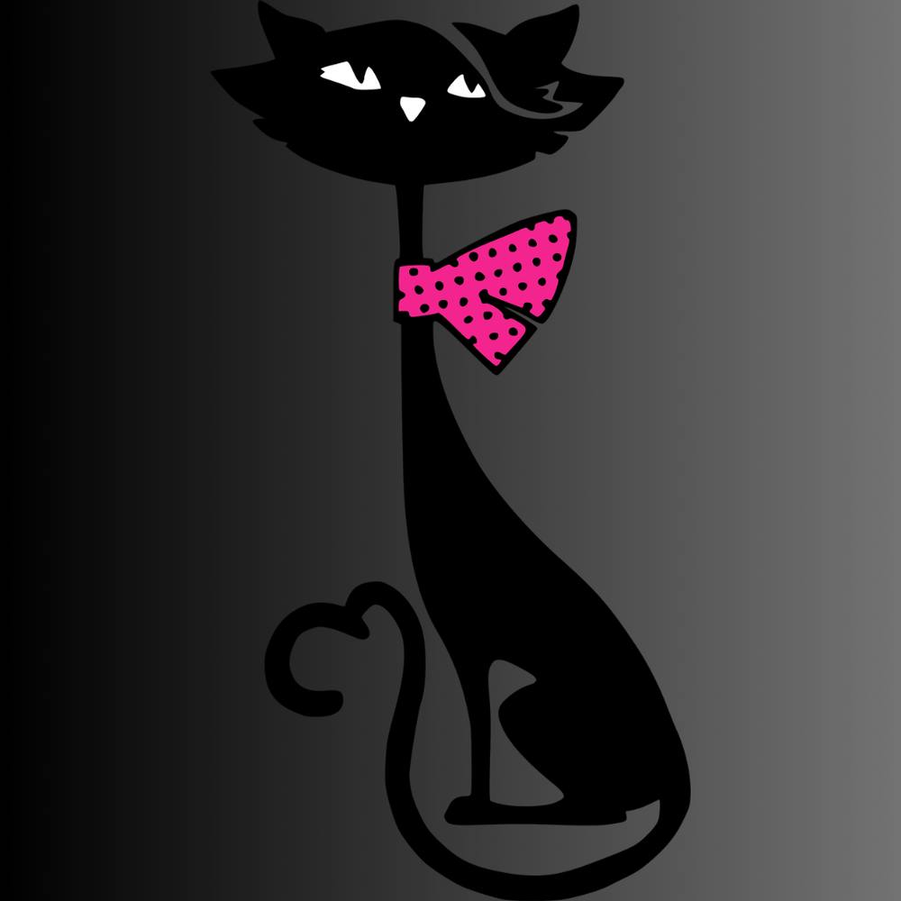 Black Cat With Pink Bow
