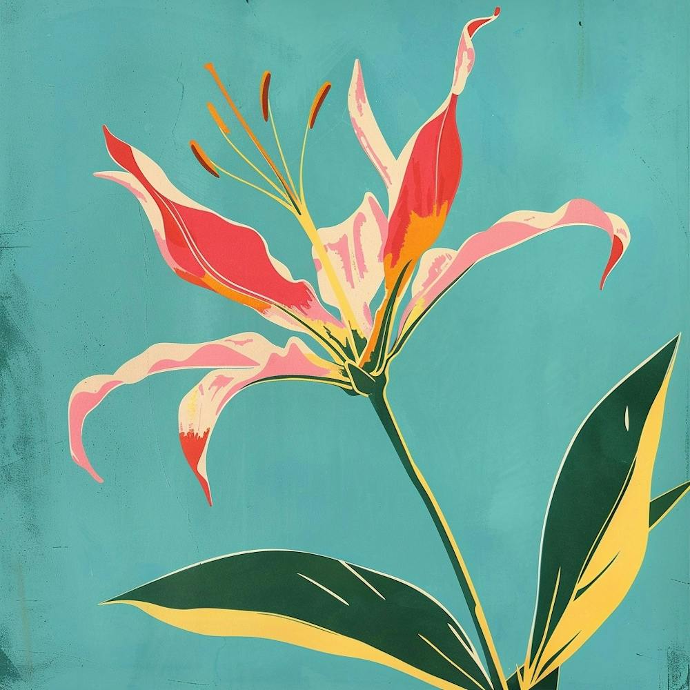Gloriosa Lily 3 Square Flower Illustration