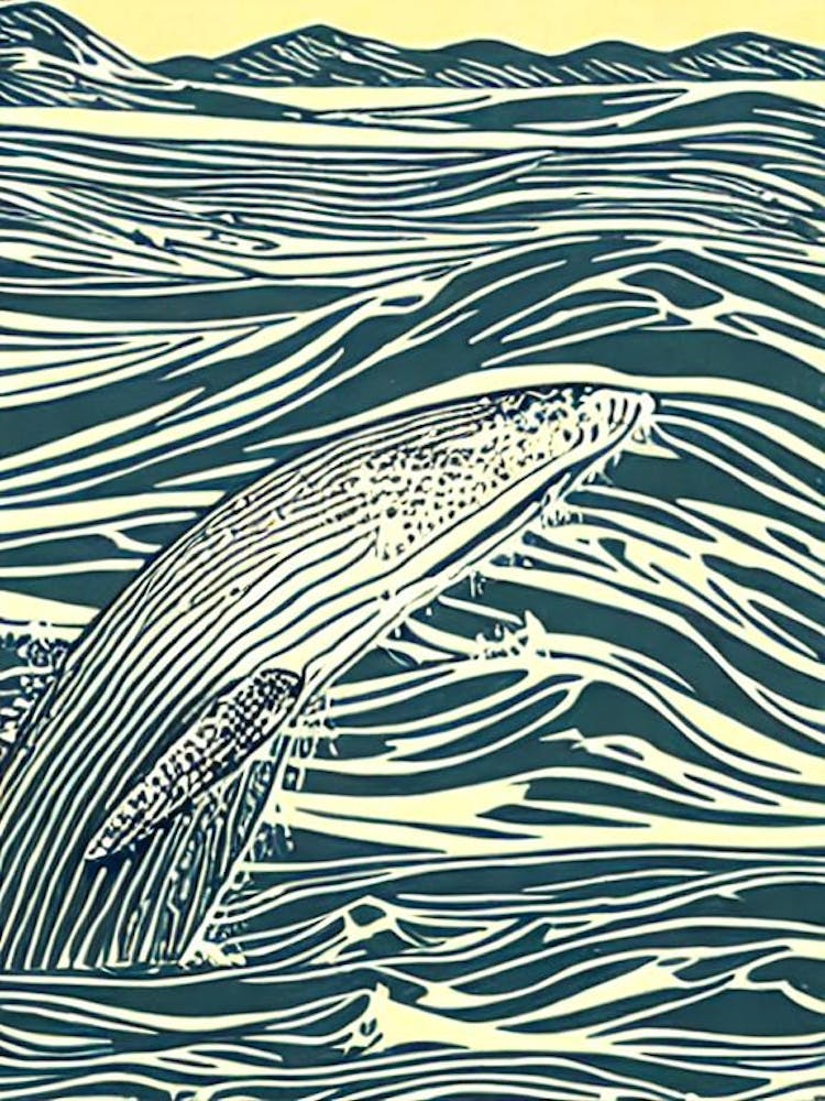 Humpback Whale II Linocut