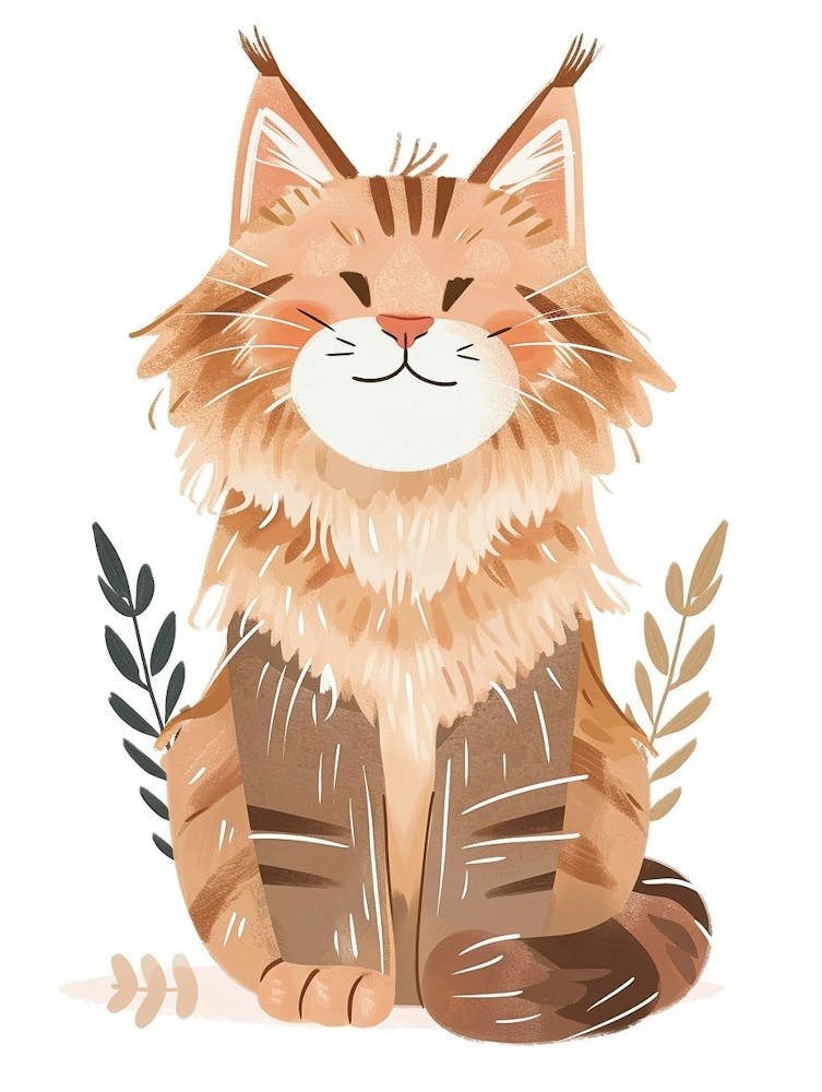 Maine Coon Cat Clipart Illustration 4