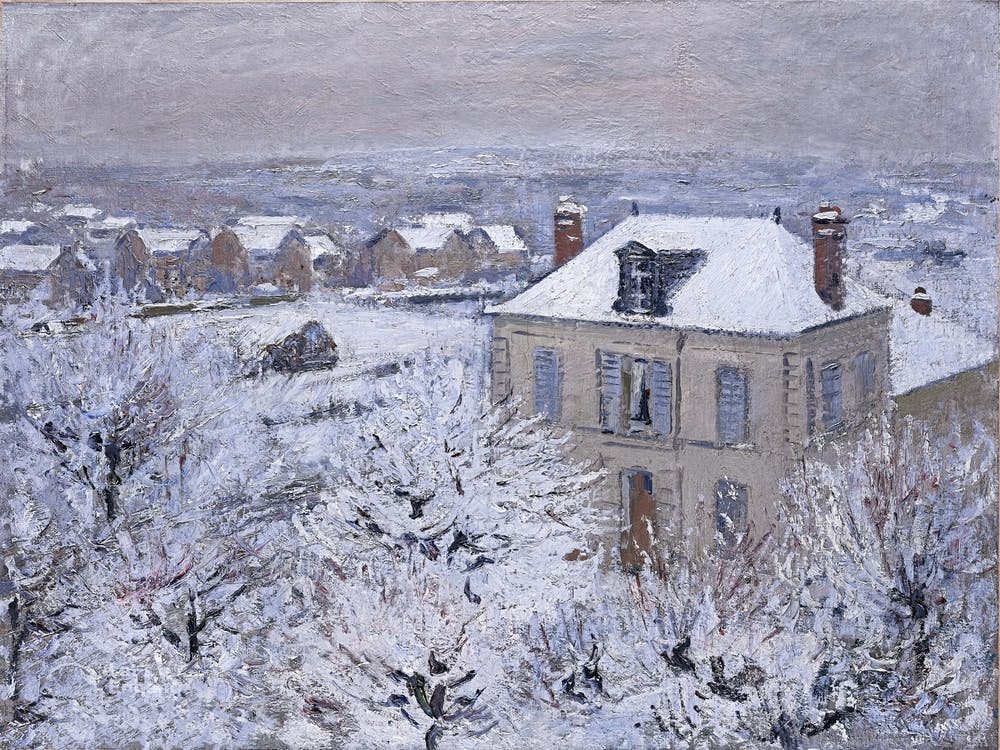 Vintage Winter Village Painting