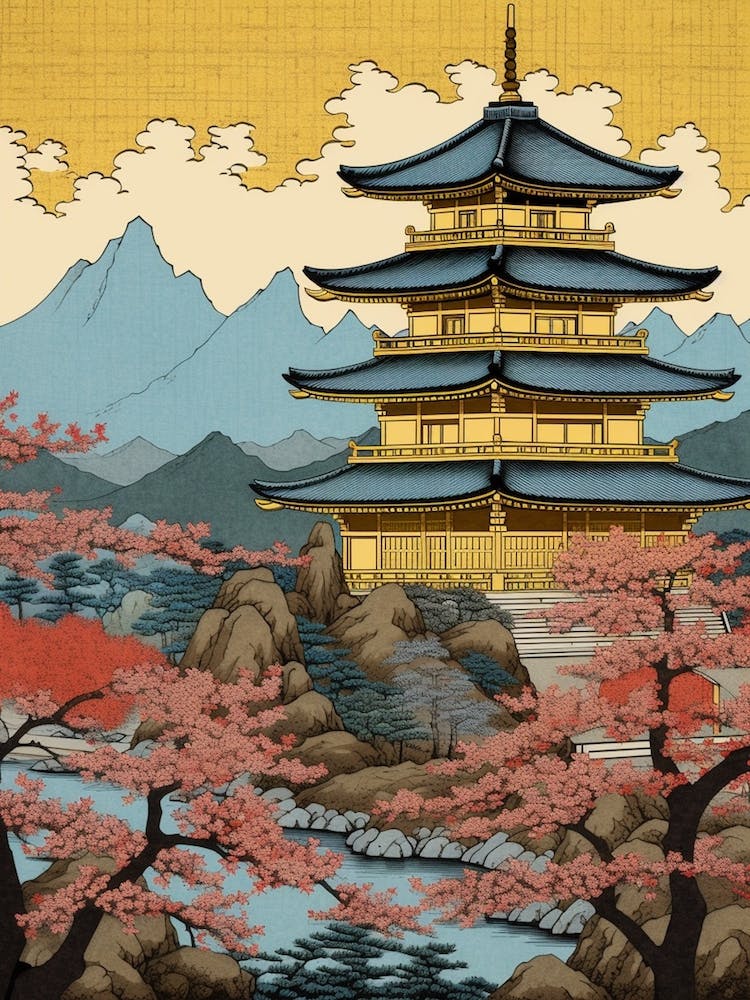 Kinkaku-ji, Japan Vintage-Reisekunst 4