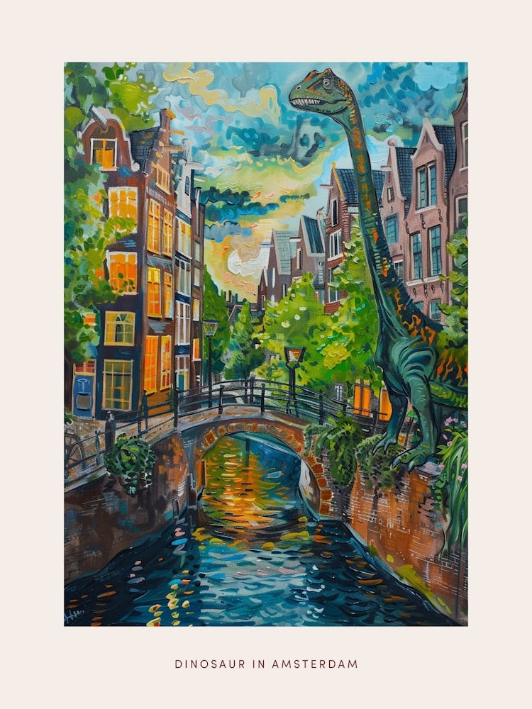 Dinosaur In The Canals Of Amsterdam 1 Poster