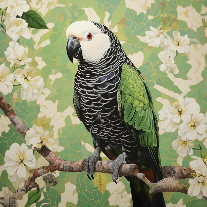 Ohara Koson Inspired Bird Painting Parrot 4 Square