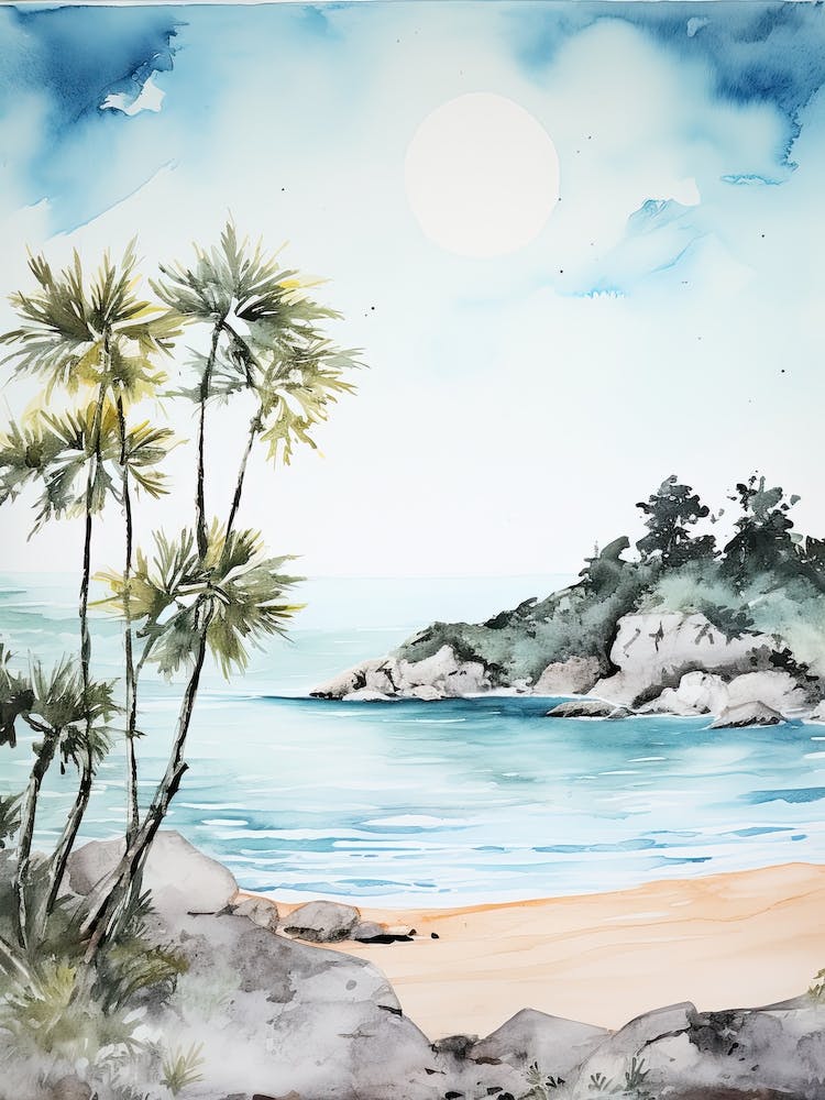 Watercolour Of Horseshoe Bay Beach   Bermuda 1