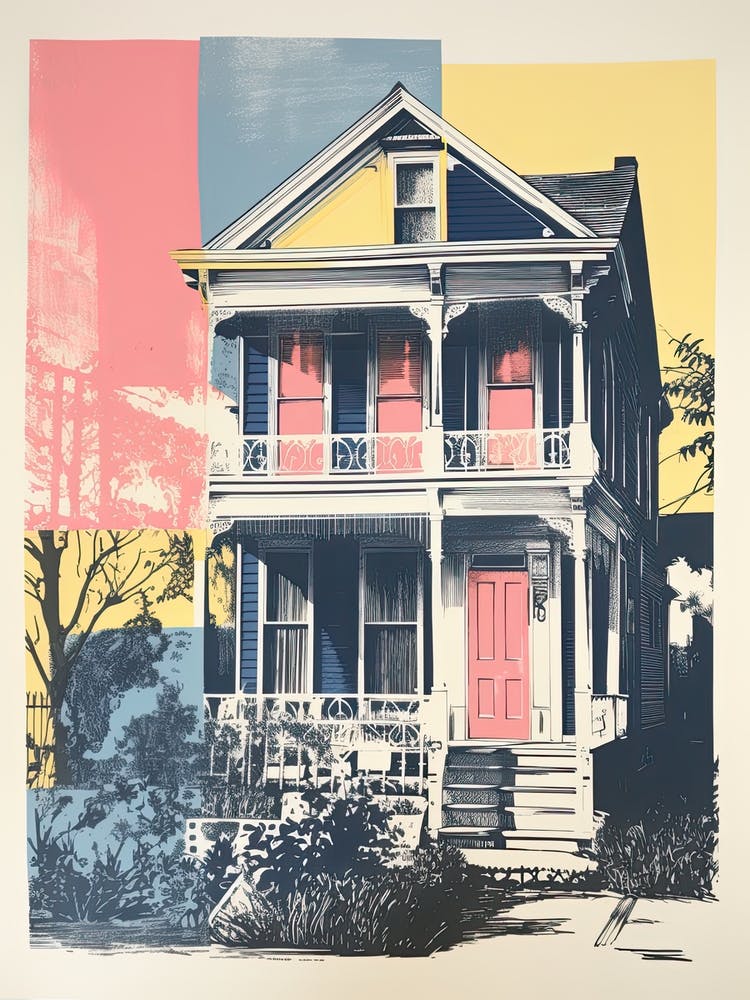 A House In Charleston, Abstract Risograph Style 4