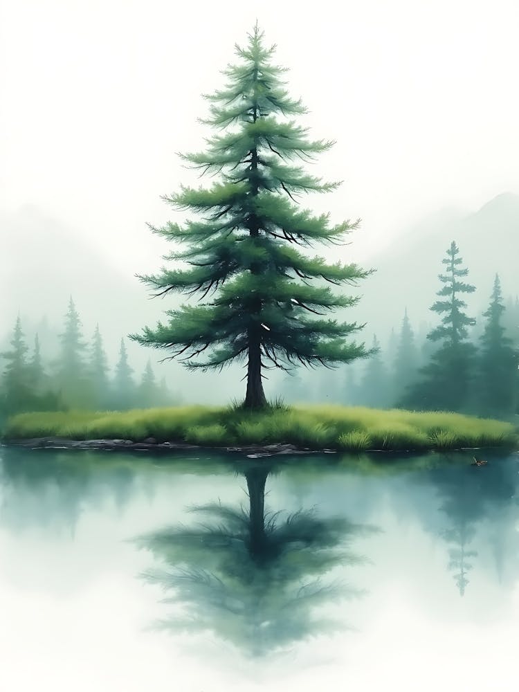 Pine Tree and Lake