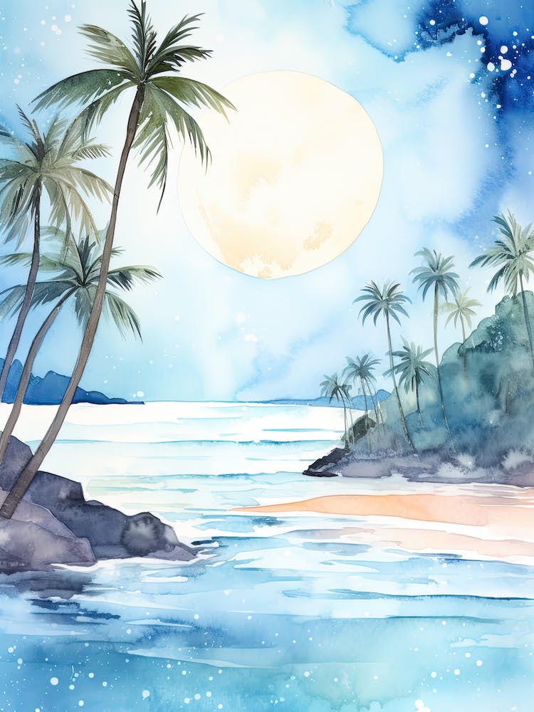 Watercolour Of Anse Intendance   Mahe Island Seychelles 2