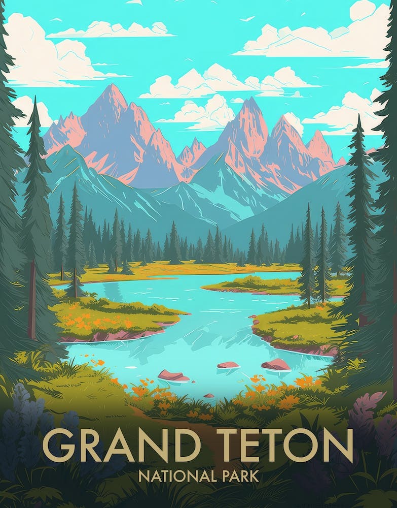Grand Teton National Park Vintage Travel Poster 2