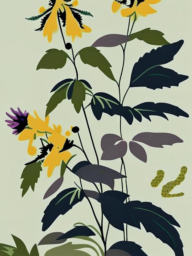 Hedge Nettle Wildflower Modern Muted Colours 2