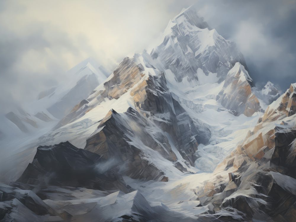 Snowy Winter Mountain Range
