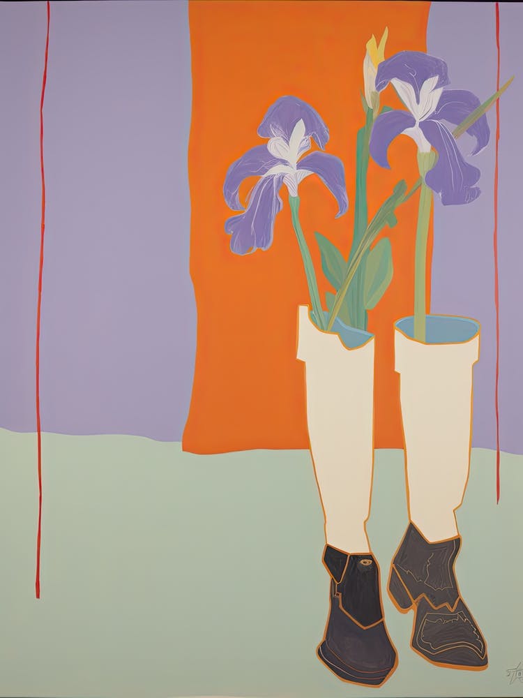 A Painting Of Cowboy Boots With Flowers, Pop Art Style 2