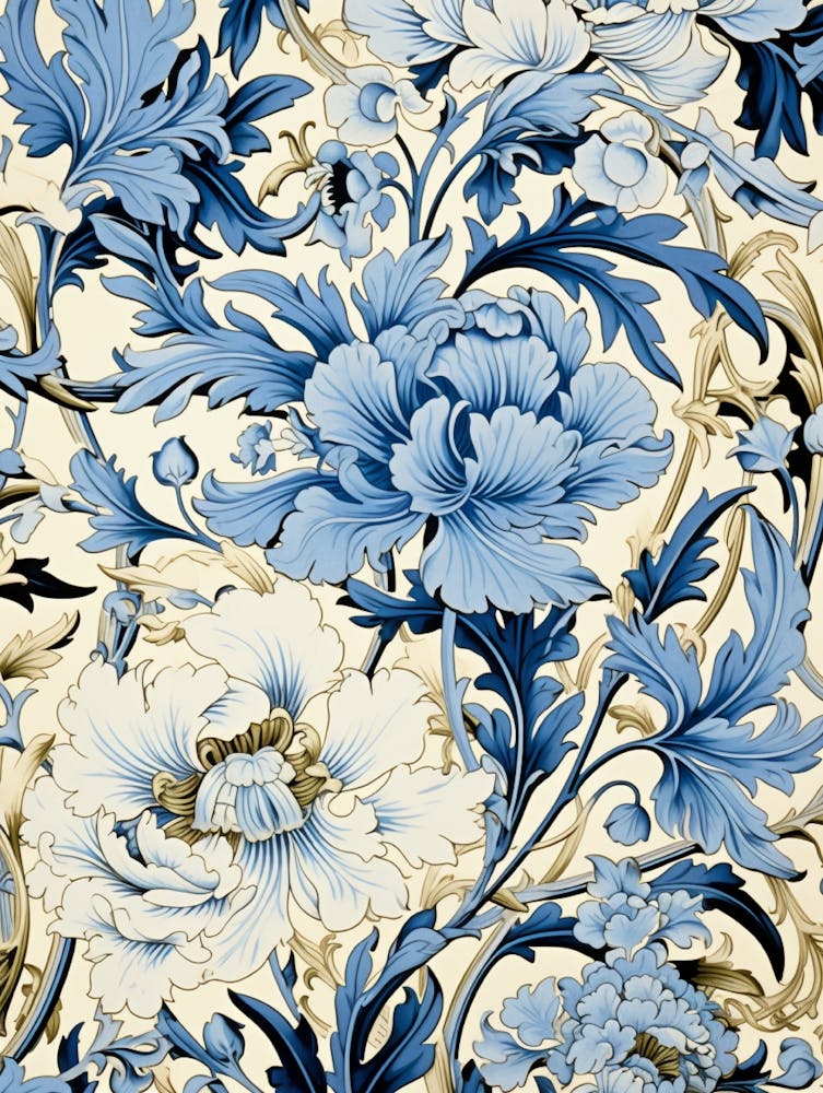 Blue And White Floral Wallpaper