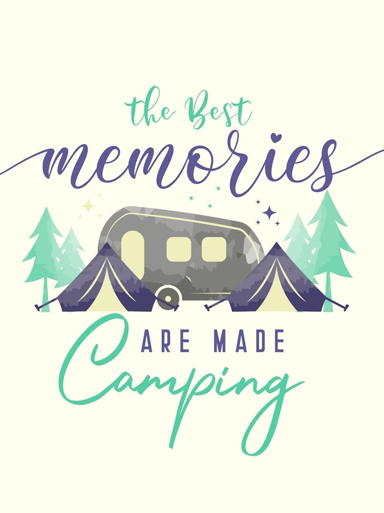 Camping-Zitat-Poster – Die schönsten Erinnerungen entstehen beim Camping Art Print by marybazar – Fy!