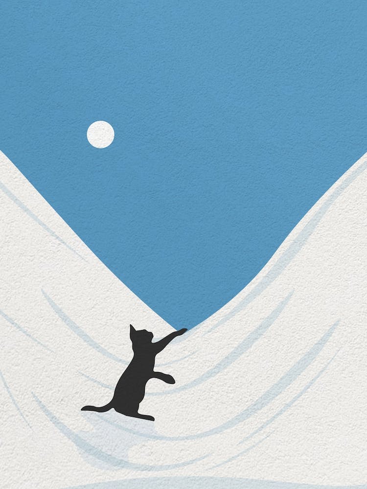 Minimal Art Cat Behind White cloth