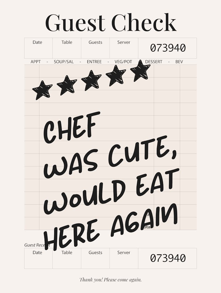 Guest Check - Chef Was Cute - Black & Cream