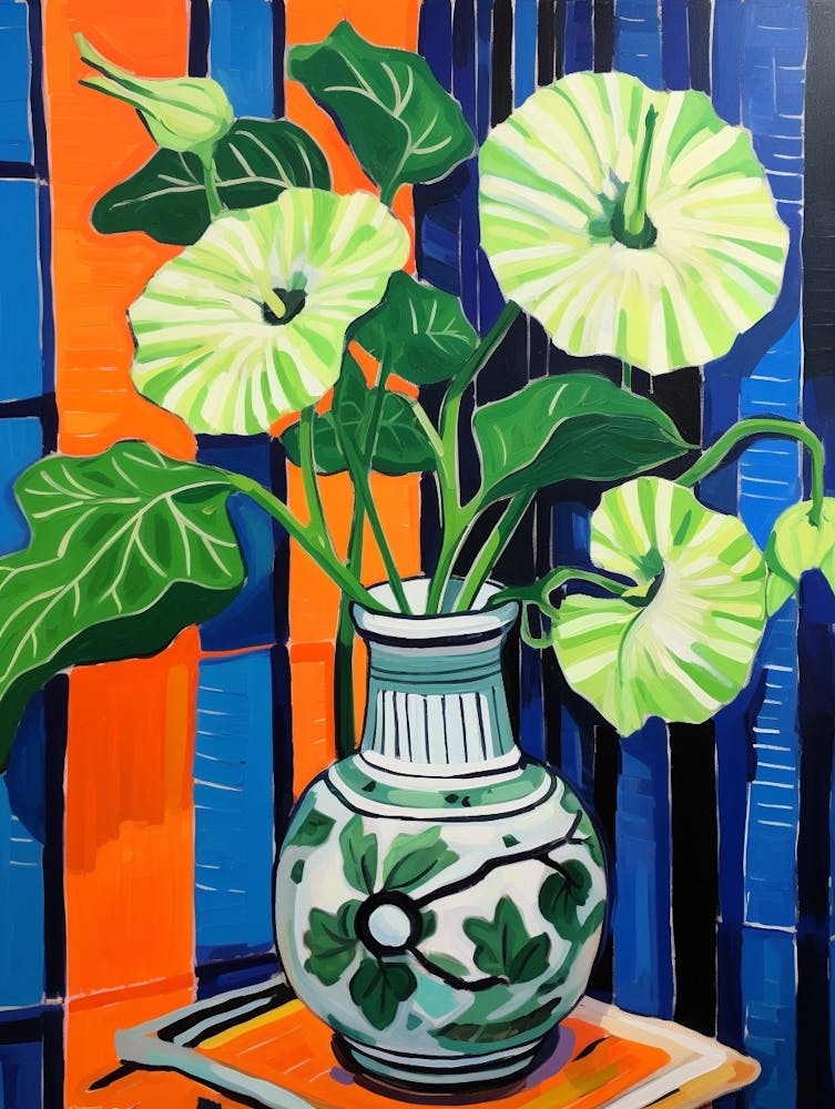 Blumen in einer Vase Stillleben Malerei Mondblume 3