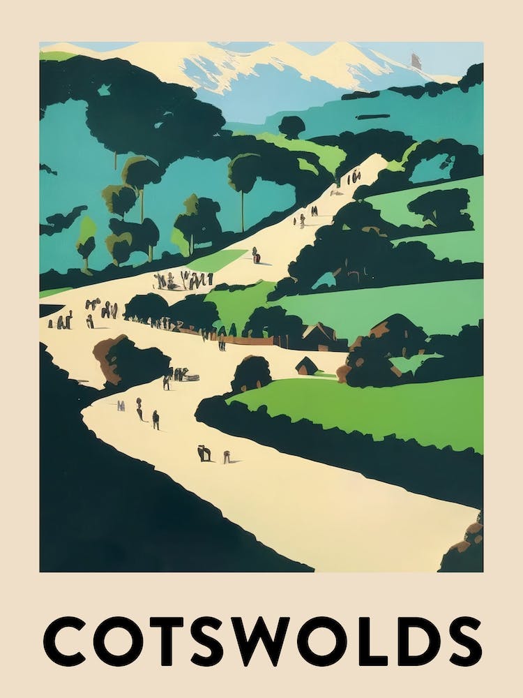 Cotswolds 5 Vintage Travel Poster
