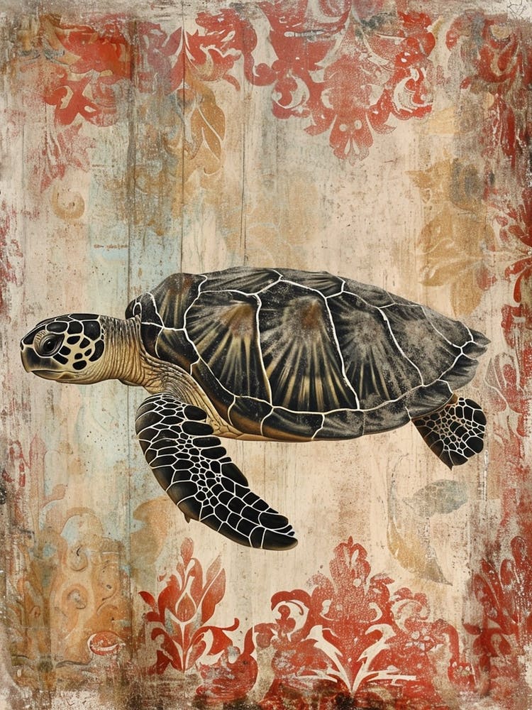 Ornamental Wallpaper Inspired Sea Turtle 1