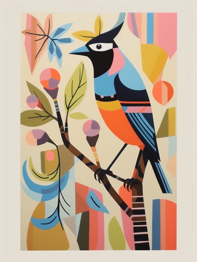 Colourful Scandi Bird Cedar Waxwing 2