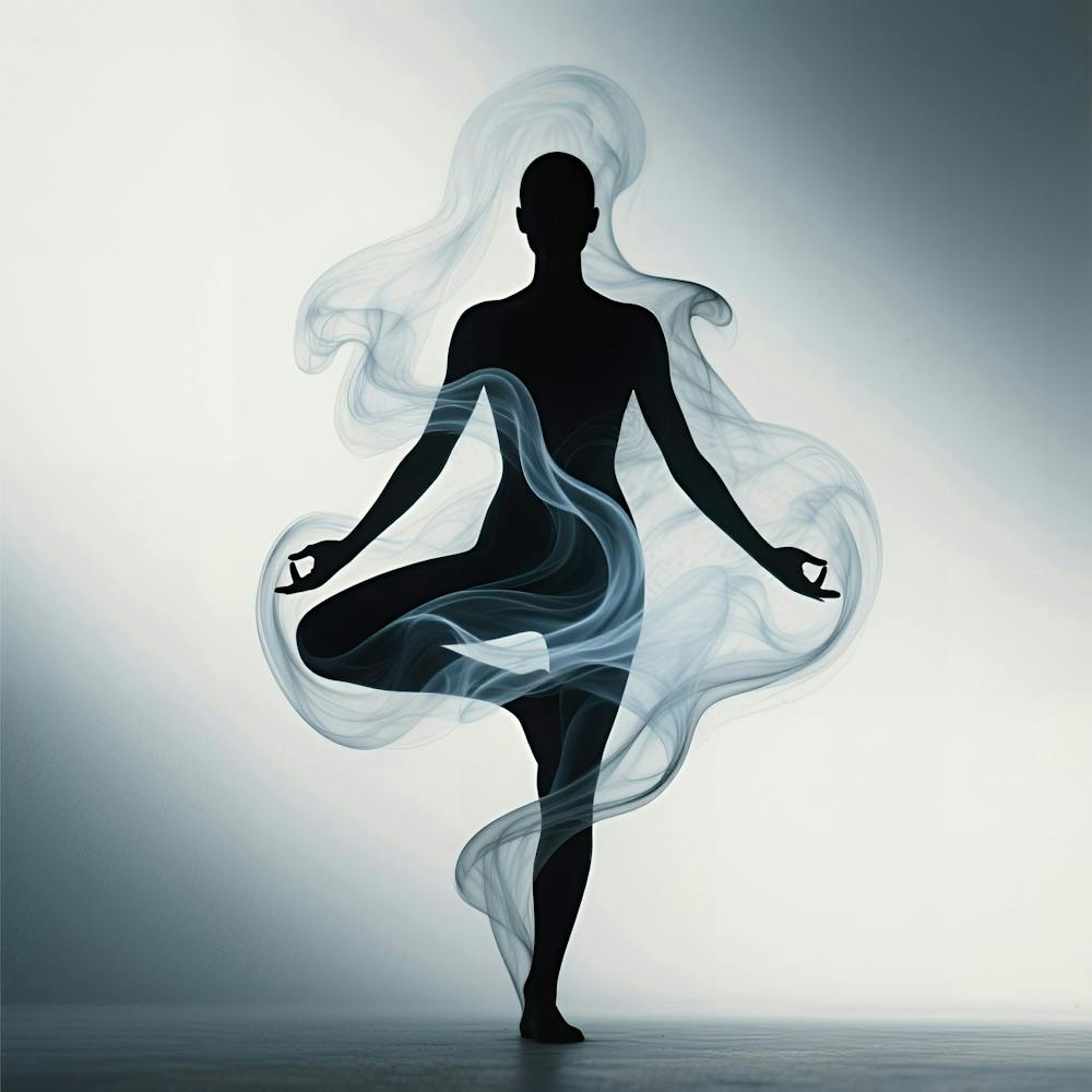 Silhouette Of A Woman In Yoga Pose