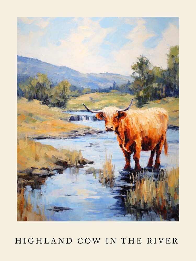 Highland Cow In The River