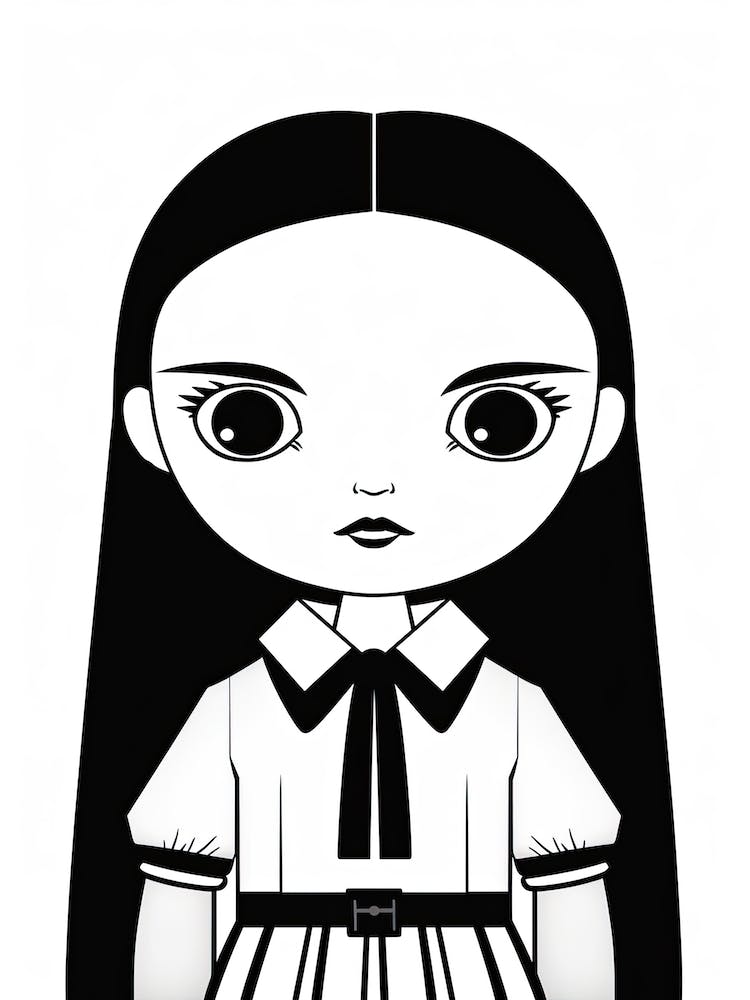 Wednesday Addams Line Art Illustration 3 Fan Art