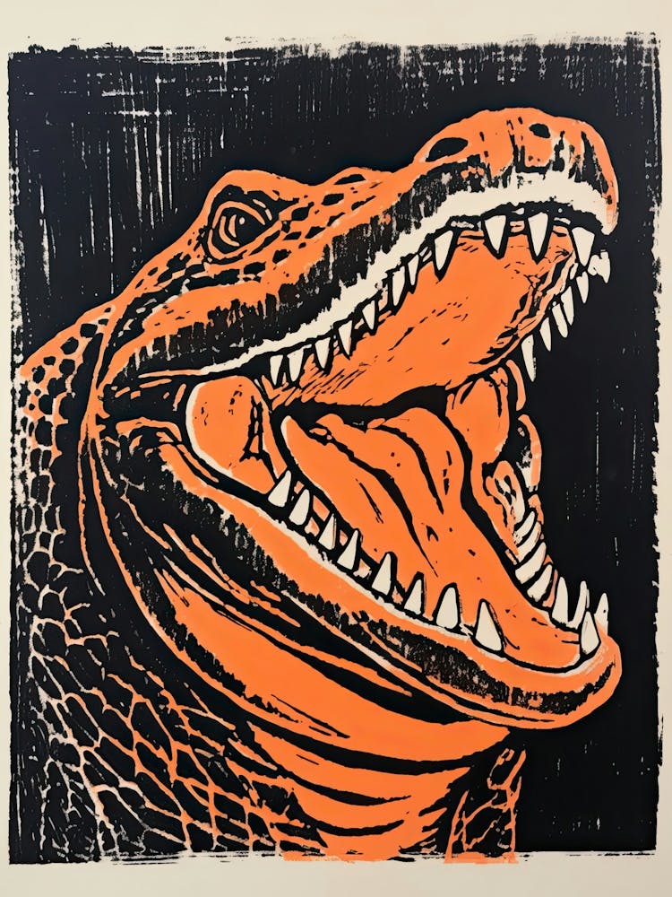 Crocodile, Woodblock Animal Drawing 3