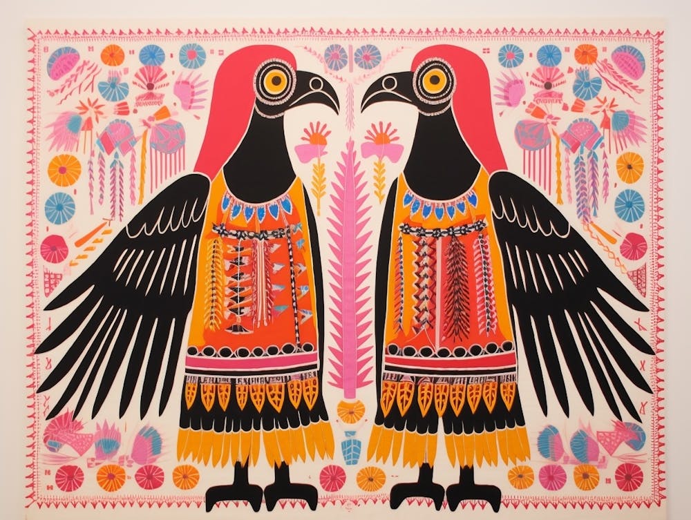 Vulture Folk Style Animal Illustration