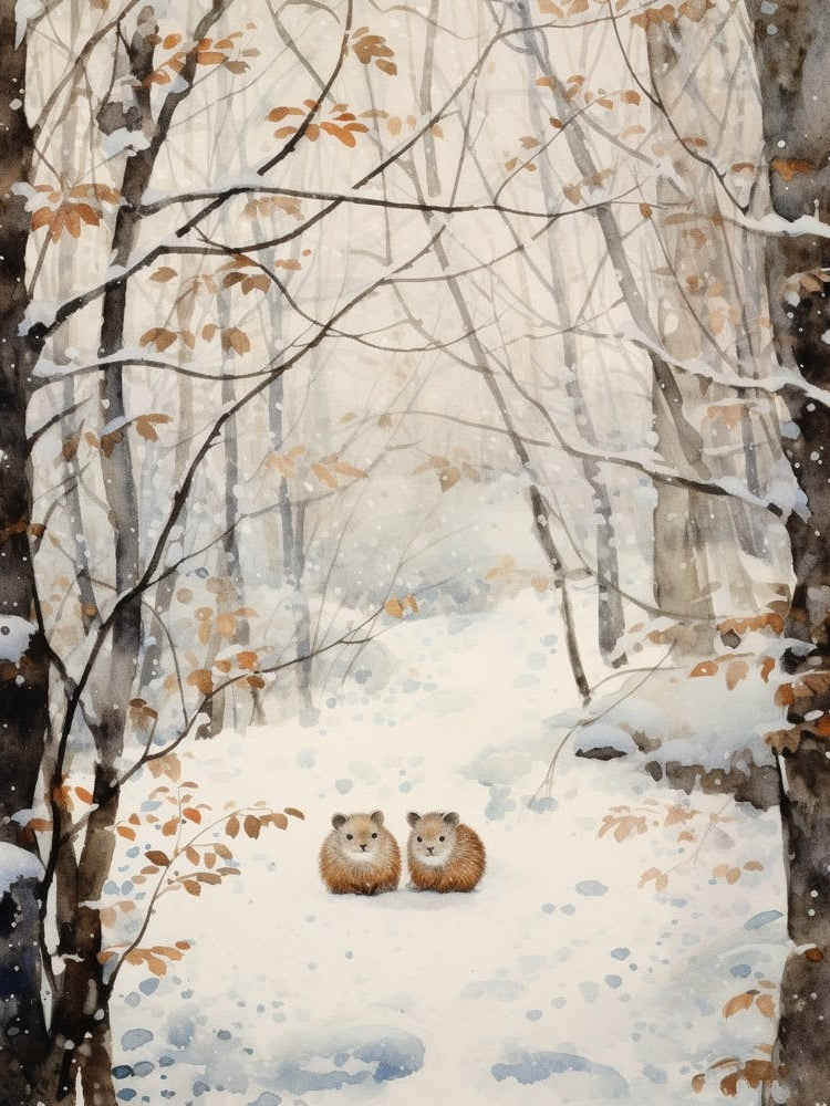 Winter Watercolour Hedgehog