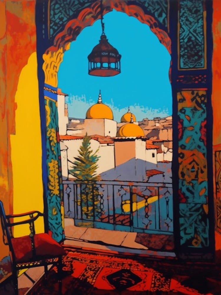 A Window View Of Marrakech In The Style Of Pop Art 4