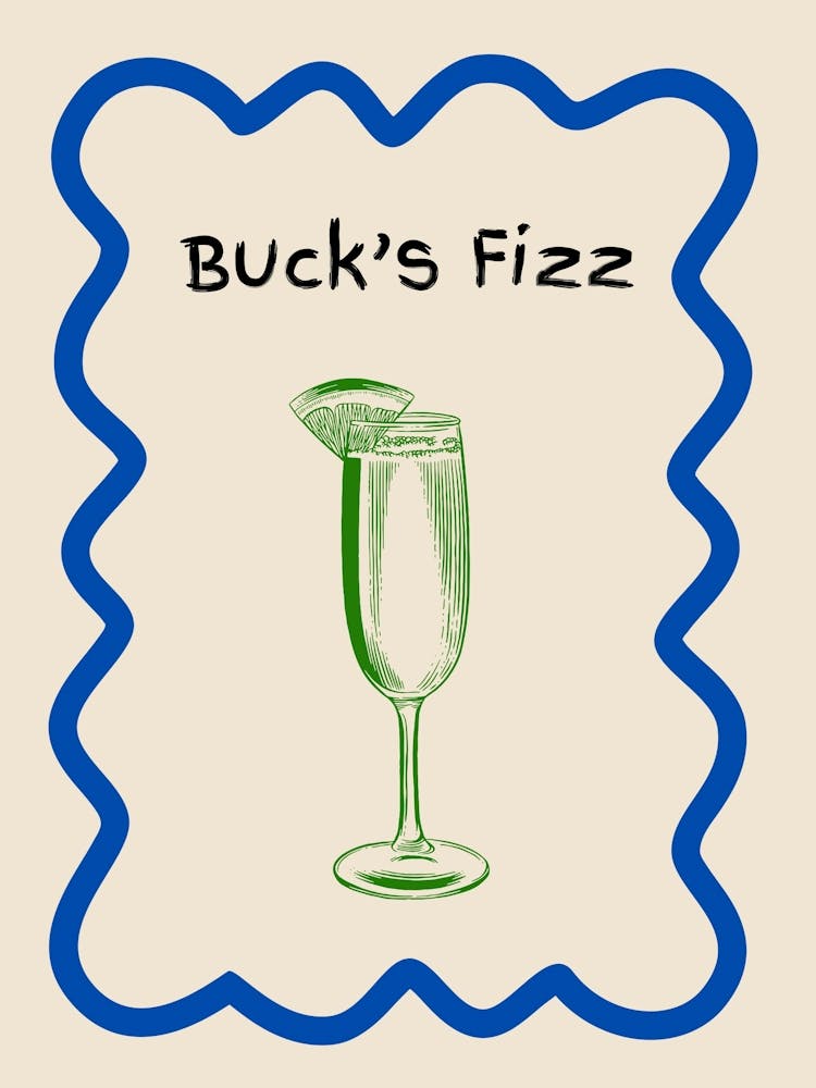 Bucks Fizz Doodle Poster Blue & Green
