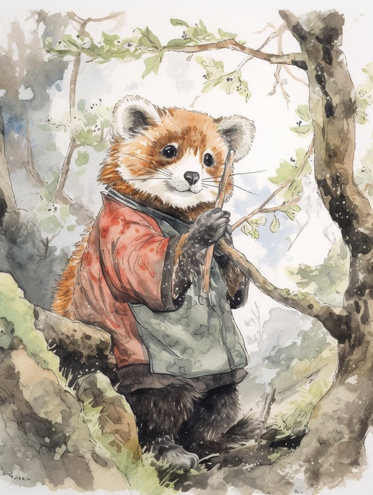 Storybook Animal Watercolour Red Panda 2