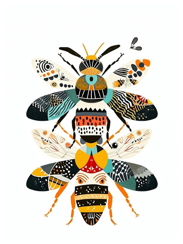 Colourful Insect Illustration Yellowjacket 1