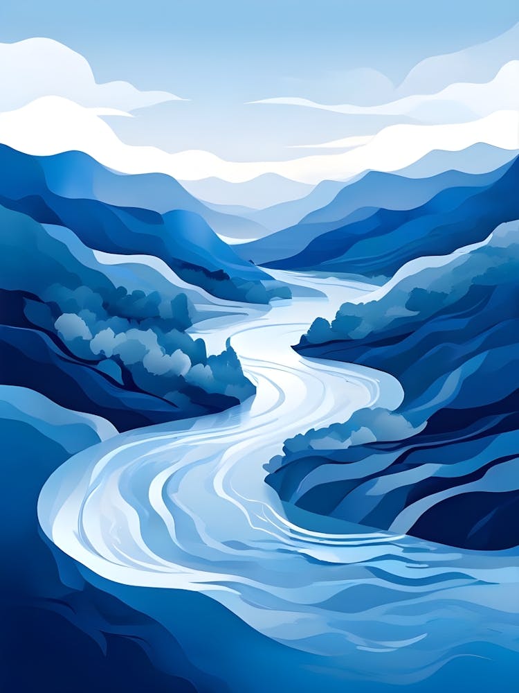 River Landscape Vector Illustration