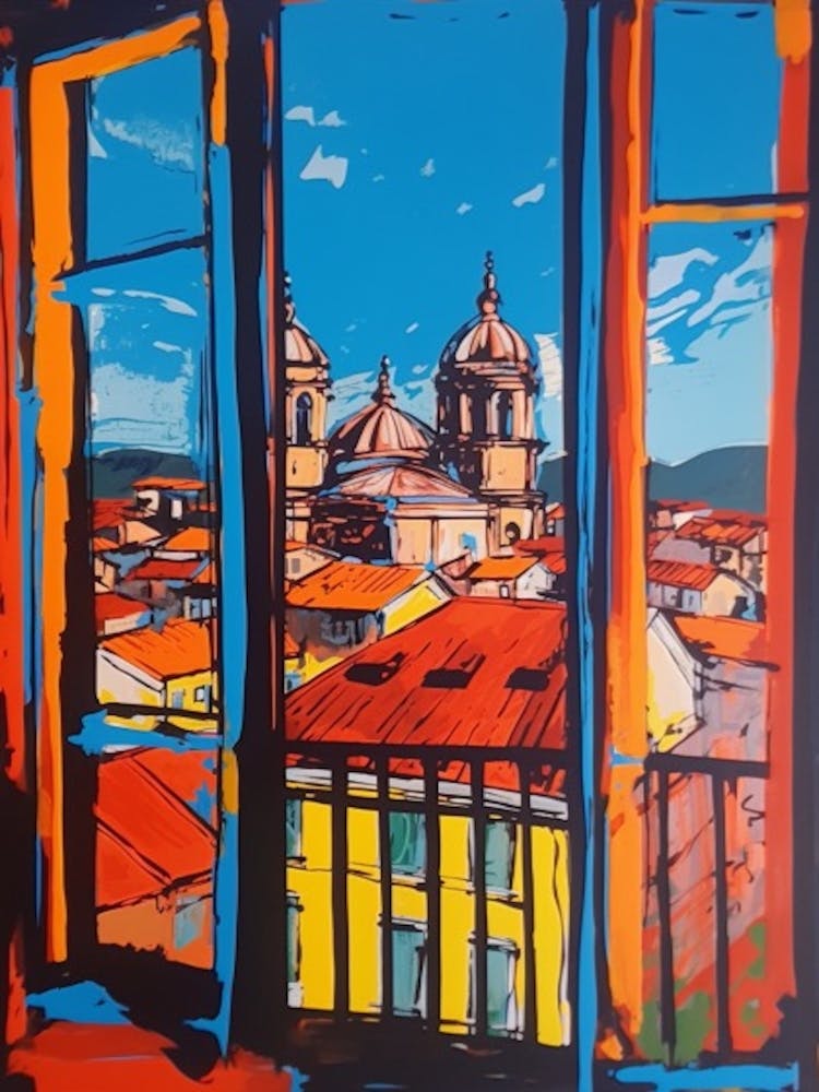 Window View Of Budapest Hungary In The Style Of Pop Art 3