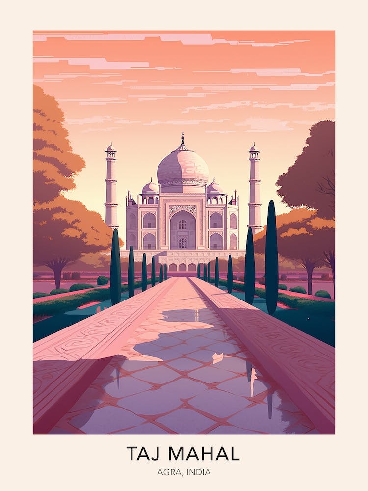 Taj Mahal Agra India Travel Poster