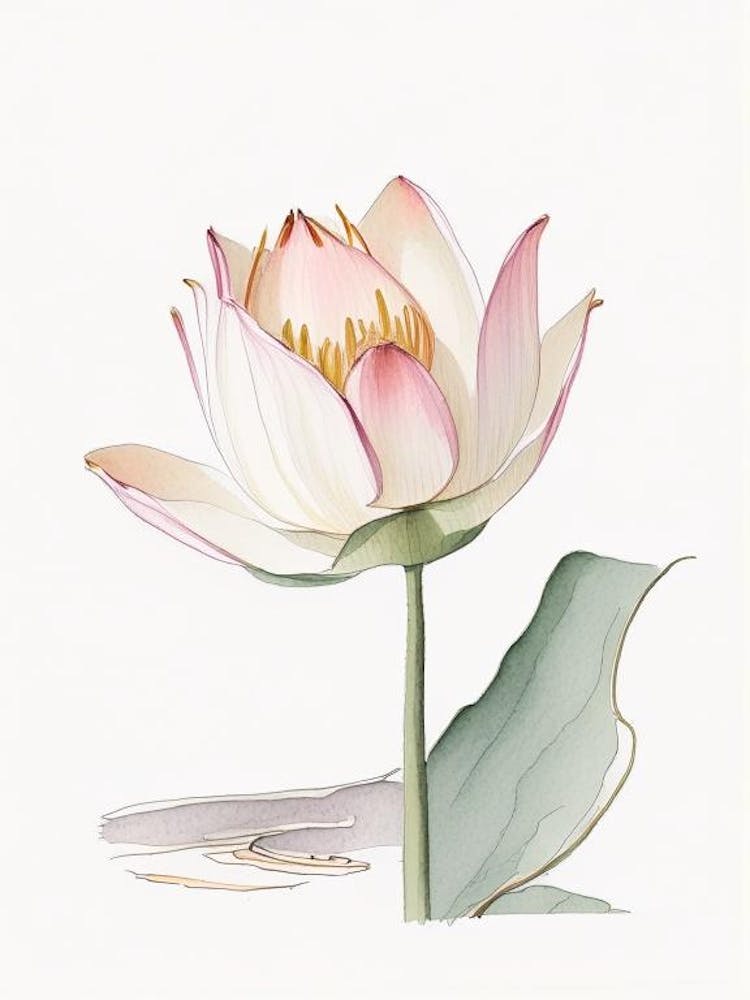 American Lotus Pencil Illustration 2