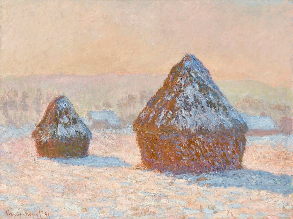 Wheatstacks, Snow Effect, Morning (1891), Claude Monet