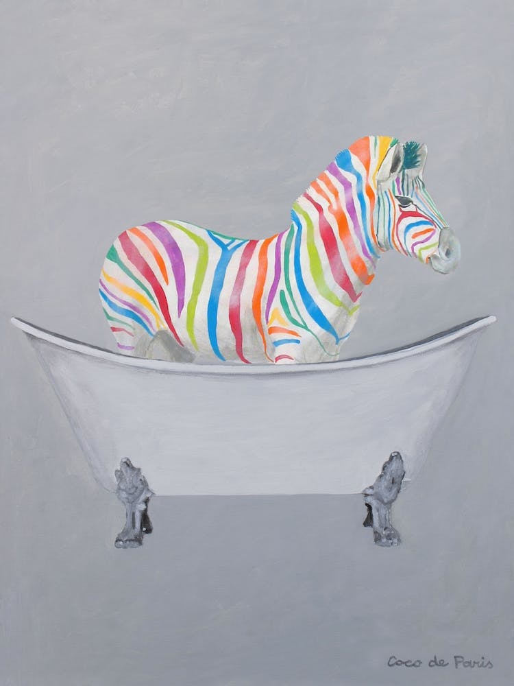 Rainbow Zebra In Bathtub Bathroom Animal