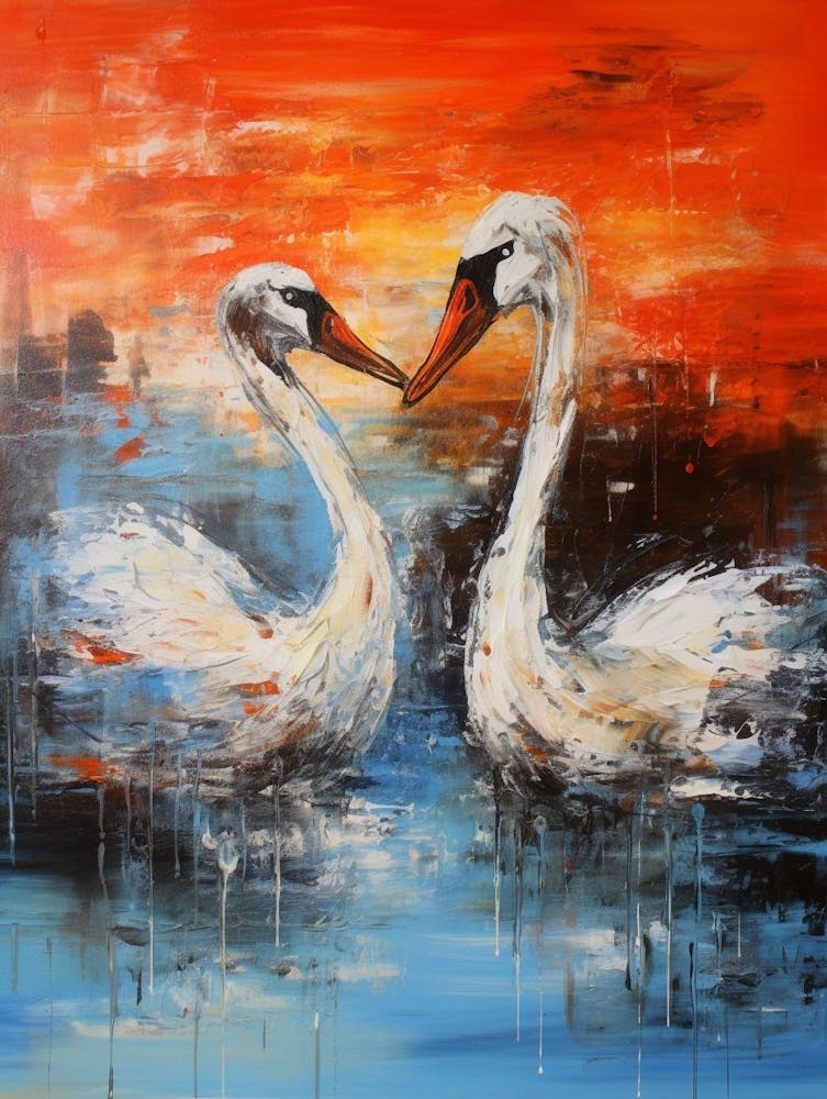 Swans Abstract Expressionism 3