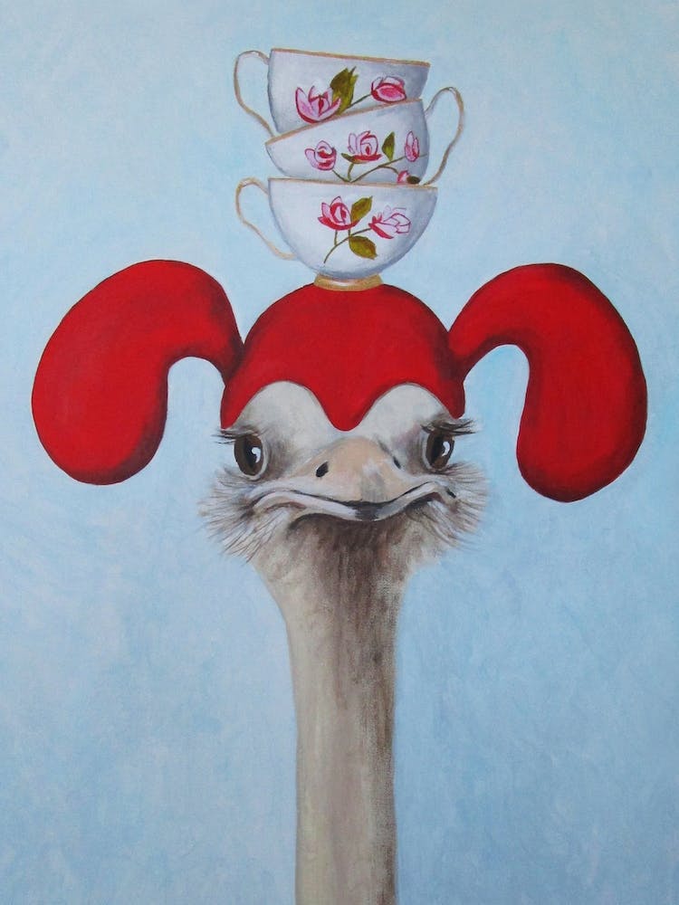 Ostrich With Stacking Cups