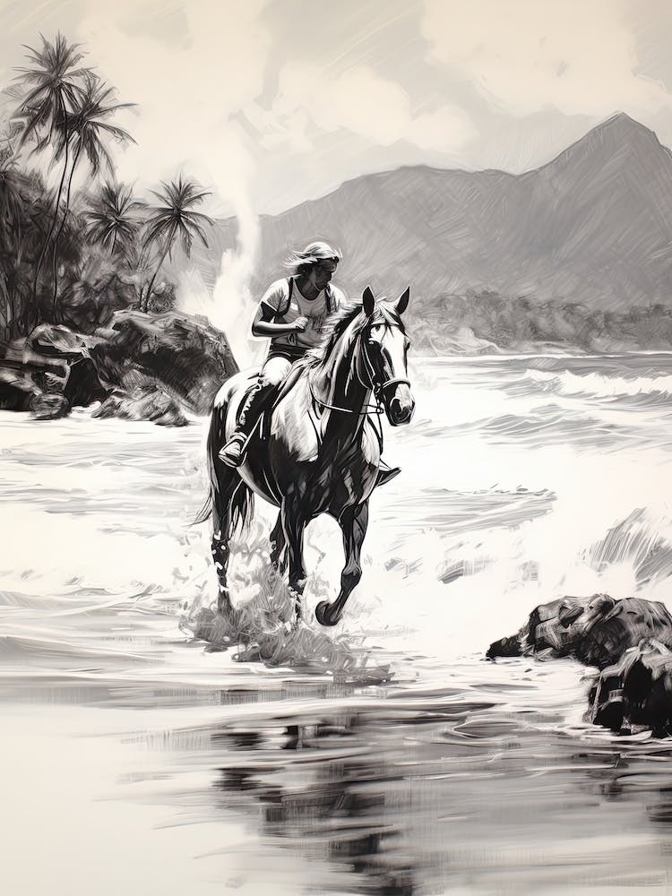 A Horse Oil Painting In Maui Beaches Hawaii, Usa, Portrait 3
