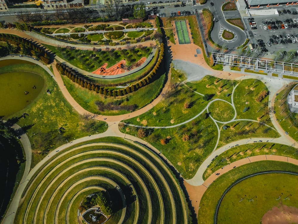 Beautiful park in Milan. Drone photography