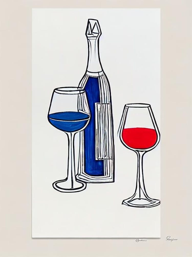 Blanc De Blancs Picasso Line Drawing Cocktail Poster