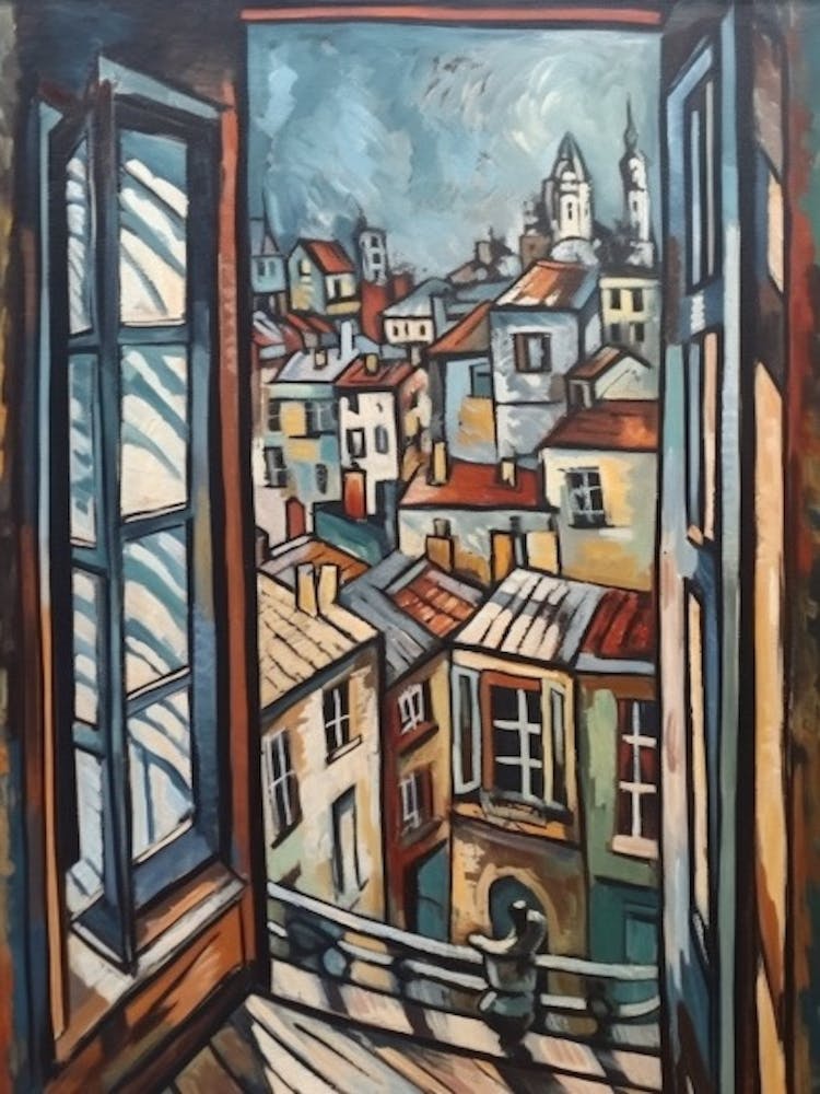Window View London Of In The Style Of Cubism 1